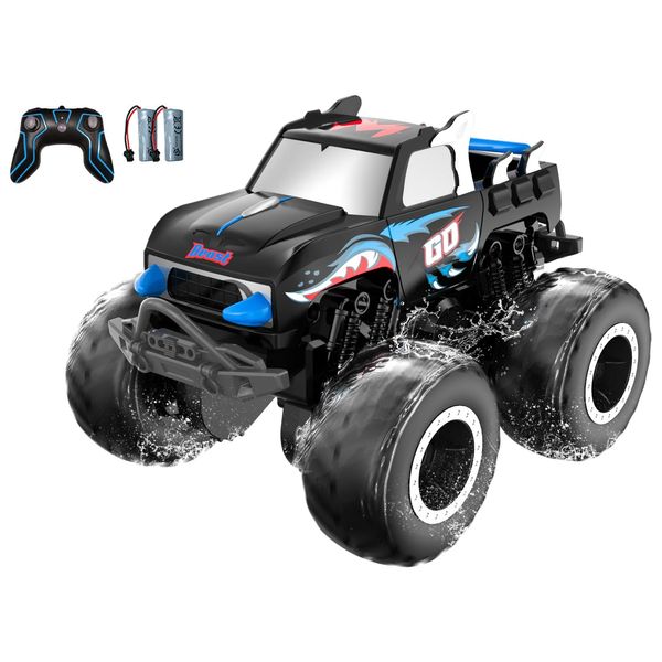 STEMTRON Amphibious Remote Control Car 2.4 1:20 GHz All Terrain Off-Road RC Car Pool Toys Remote Control Boat Gifts for Kids Boys Blue