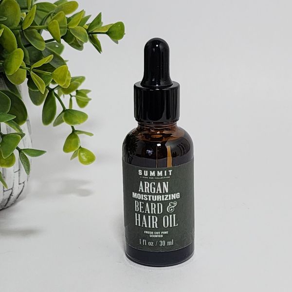 Summit Moisturizing Argan Beard & Hair Oil Fresh Cut Pine Scented 1 fl oz/ 30 mL