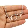 The Mexican Collection Long Solid 925 Sterling Silver Bubble Circle and Figaro Chain Necklace