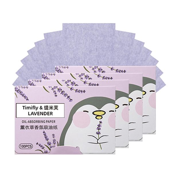 4 Piece Face Blotting Paper Set, 400 PCS Blotting Paper for Oily Skin Care, Blotting Papers, Natural Oil Absorbing Sheets, Oil Blotting Paper, Face Blotting Papers, Face Oil Blotting (Purple)