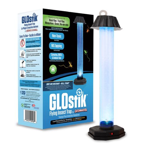 Catchmaster Glostik Flying Insect Trap 1-Pk, LED Light Glow in The Dark Sticky Fly Traps for Indoors & Outdoors, Mosquito & Bug Catcher Night Trap, Pet Safe Insect Killer, Home & Camping Pest Control