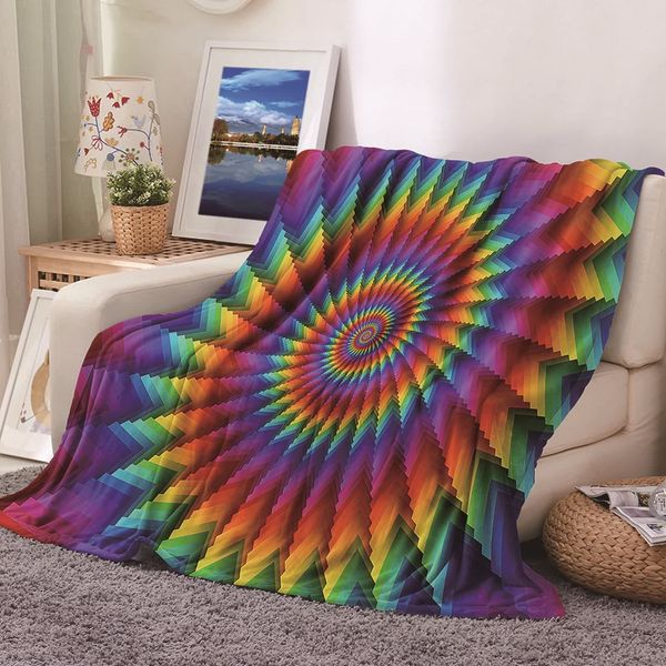 KnBoB Pattern Blankets for Couch, Really Soft Blanket Multicolor Rainbow Swirl Pattern Flannel Blanket 80×120CM