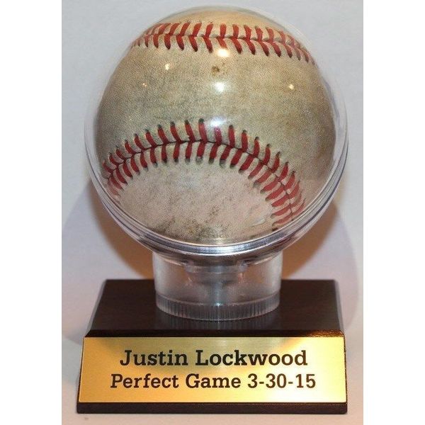 Baseball Display Case Holder & Free Engraved Nameplate Personalized