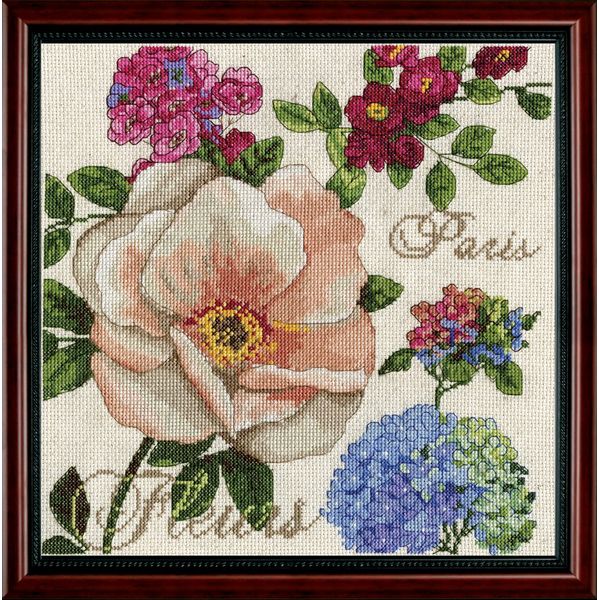 Design Works Crafts 2848 Paris Fleurs Counted Cross Stitch Kit, 10 by 10", White