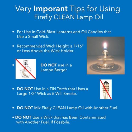 Firefly Kosher Clean Fuel Lamp Oil - Smokeless, Virtually Odorless, and Non-Toxic - Long-Lasting Burn Time for Indoor & Outdoor Lamps - 32 Ounces - Made in USA