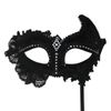 Black Mask with Lace attached to Handle