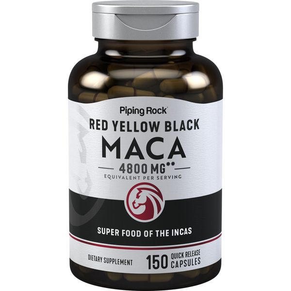 Maca Root Capsules | 4800mg | 150 Count | For Men | Non-GMO | by Piping Rock