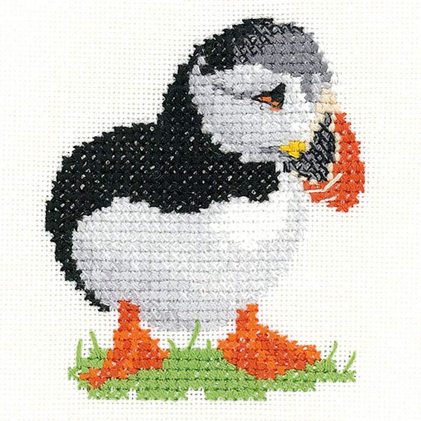 Heritage Aida Puffin Counted Cross Stitch Kit, 6 x 7 cm