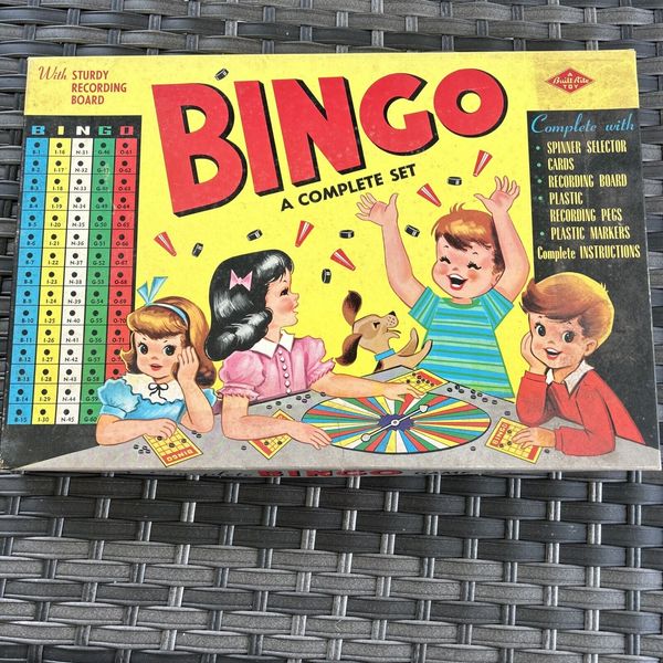 Vintage 1960s Warren Bingo Board Game Made in USA, A Built-Rite Toy, EUC