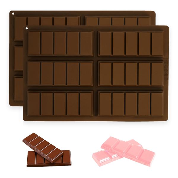 2 Stück Silikonform Schokolade, Schokoladentafel Formen für 6 Blöcke, Schokoladenform Silikon Tafel Sehr Tief, Silikon Schokoladenform Tafel, Silikonform Schokoladentafel für Schokolade, SüßIgkeiten