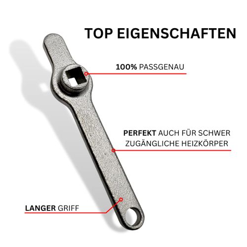 3DHerb Bleed key, stainless steel heating key, radiator vent handle, square key, heating venting, made of high-quality stainless steel - the original
