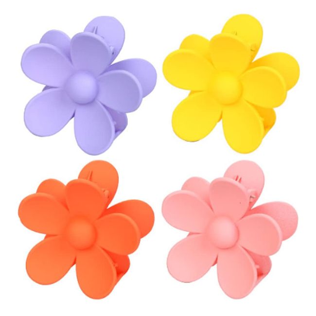 Große Haarklammern, Acryl, rutschfest, Blumen-Haarspangen, Haarklammern, Haarklammern, Haar-Accessoires, Kopfbedeckung für Frauen, mitteldickes Haar, 4 Farben