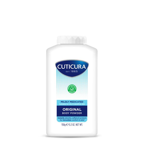 CUTICURA Mildly Medicated Body Powder 150g, Many Uses Personal Hygiene, Sweat Control, Chafing & Friction Prevention, Itching Relief