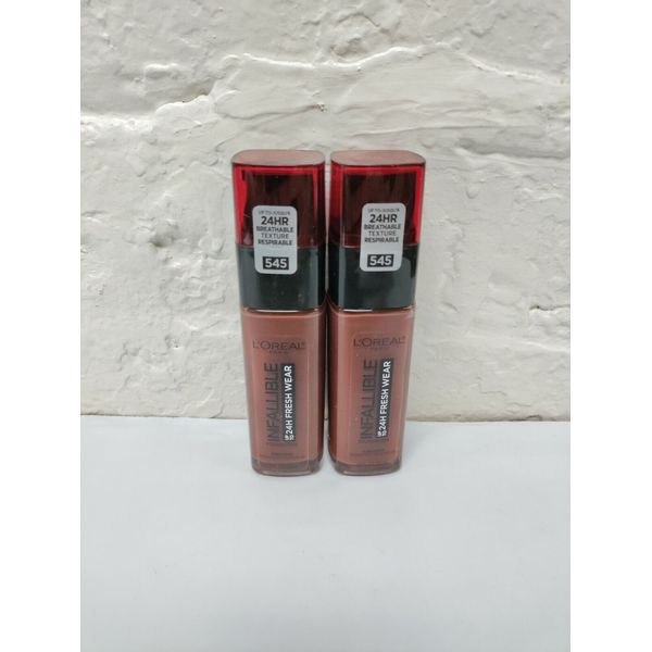 2 L'oreal Infallible Fresh Wear #545 Ebony Spf 25 Makeup Foundation