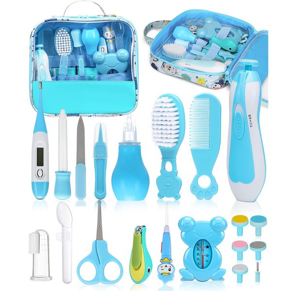 Baby Healthcare and Grooming Kit, Electric Safety Nail Trimmer Baby Nursery Kit, Newborn Care Kits with Hair Brush Comb for Newborn Infant Toddlers Baby Boys Girls Kids, Baby Shower Gifts