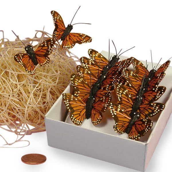 Orange Monarch Butterfly Decorations | Quantity: 12 | Width: 1 1/2"