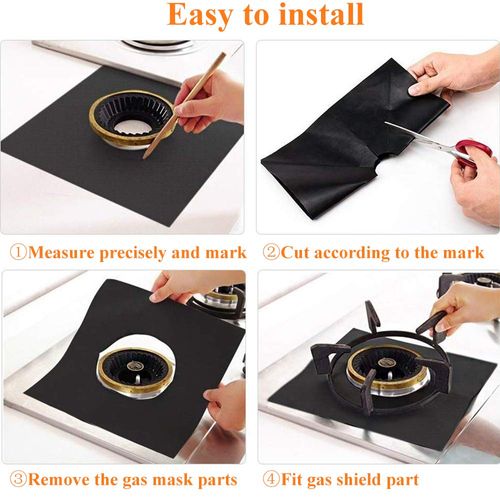 10 Pack Stove Burner Covers Double Thickness Reusable Non-Stick Heat-Resistant Gas Range Protectors for Kitchen and Easy to Clean（Black）