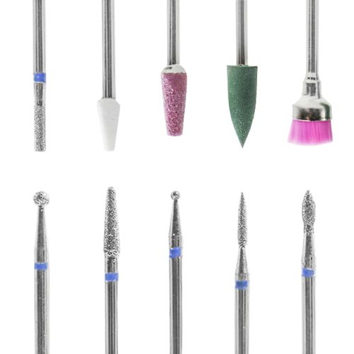 Nail Bit, Nail Machine Bit, Zirconia Bit, Nail Drill Bit Set, Nail Art Grinding, Nail Polishing, Cuticle Treatment, Exfoliating, Nail Grinding Tool, Nail Drill, Gel Nail Off, Professional Nail Care, Home Salon, Nail Tool, 10 Types