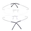 JoXiGo 2Pack Rimless Reading Glasses Super Lightweight Flexible Frame + Glasses Strap,Silver+3.0