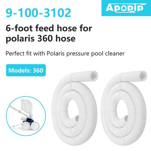 9-100-3102 6-Ft Cuffless Feed Hose Replacement for Polaris Pool Cleaner Parts Fit for Polaris Pool Cleaner 360 1-1/2" Diameter - 2 Pack