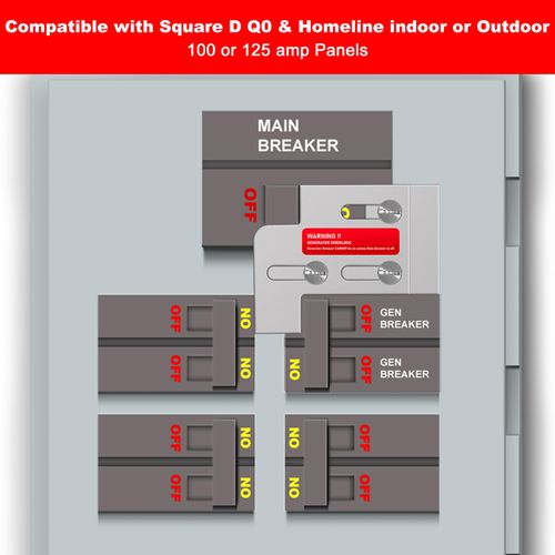Generator Interlock Kit Compatible with Square D QO or Homeline Single Throe Main 100 or 125 Amp Panels,3/4 Inch Spacing Between Main and Branch Breaker(SD-100A)
