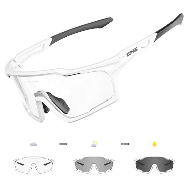 KAPVOE selbsttönende fahrradbrille, UV400-Schutz TR90-Rahmen, transparent Sport-Sonnenbrille für Damen und Herren zum Radfahren, Laufen, Baseball, mtb, Mountainbike und andere Outdoor-Sportarten 06