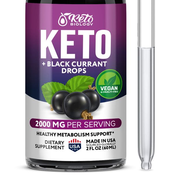 Black Currant Seed Oil Extract + Keto Drops 2000 mcg - Made in USA - Natural Keto Liquid Keto Supplement - Advanced Ketones Supplement Keto Food - 2 fl oz