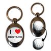 BadgeBeast.co.uk I Love Custard - Silver Golf Ball Marker Key Ring