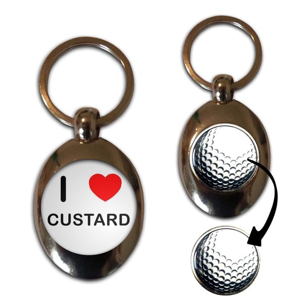 BadgeBeast.co.uk I Love Custard - Silver Golf Ball Marker Key Ring