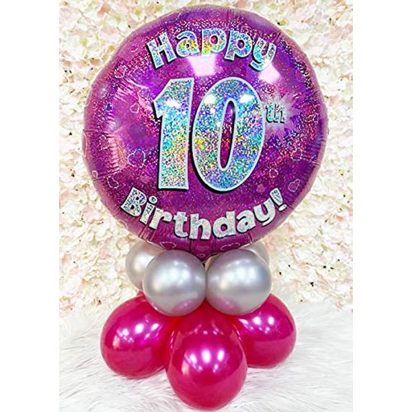 Struts Inflated Happy 10th Birthday Bright Pink Table Centrepiece Decoration
