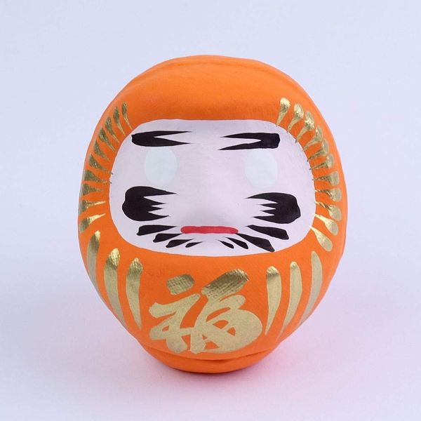 Tomizawa Japanischer Daruma 9 cm, orange, handbemalt