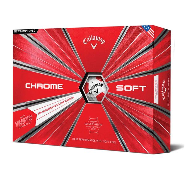 Callaway Chrome Soft Golf Balls, Truvis Red, One Dozen (2018 Version)