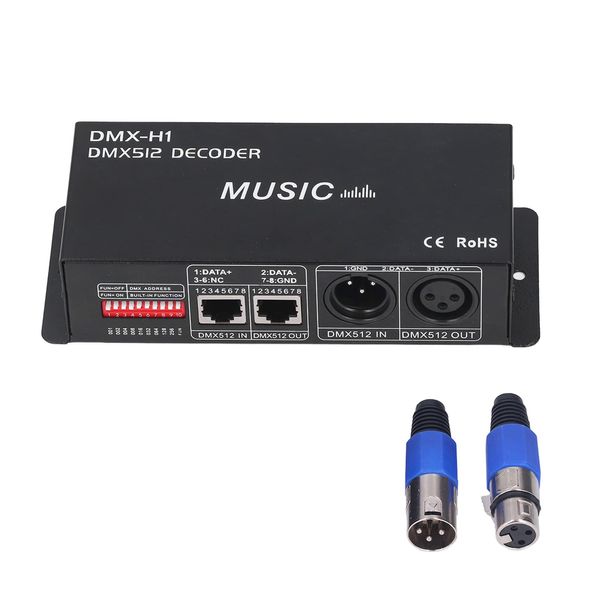 DMX512 Decoder Controller, 4 Channel RGBW Constant Voltage, Engineering Stage Lighting Controller, Versatile LED for Various Light Effects (8A per channel)