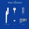 XFORT Cranked Locking Window Handle Installation Kit in White, Left Hand UPVC Window Handle Replacement, Offset Lockable Window Lever