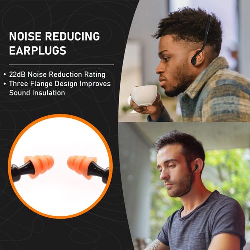 2 Banded Ear Plugs with 10 Pairs of Replacement Pods - Reusable Shooters Ear Protection for Mowing Shooting Construction Hunting - Washable Gun Range Hearing Protection Ear Plugs for Noise Reduction