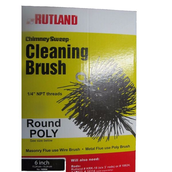 Rutland Poly Chimney Brush 6" W/ Ring  #16906  New in Box