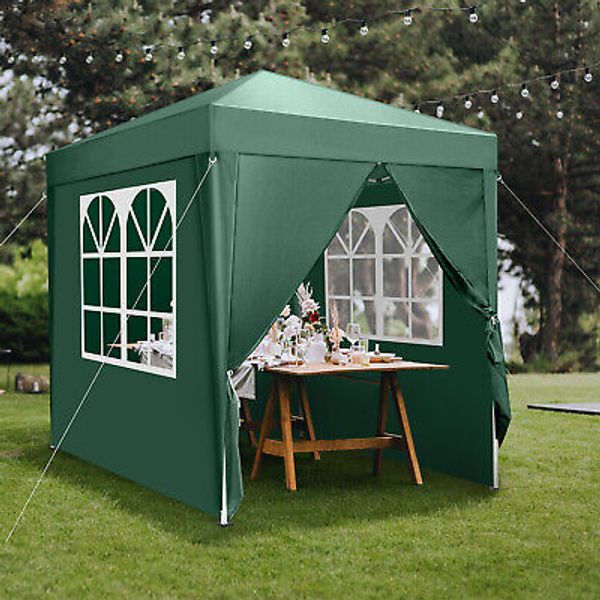 Waterproof 2x2m Folding Tent with Two Doors and Two Windows Green Color