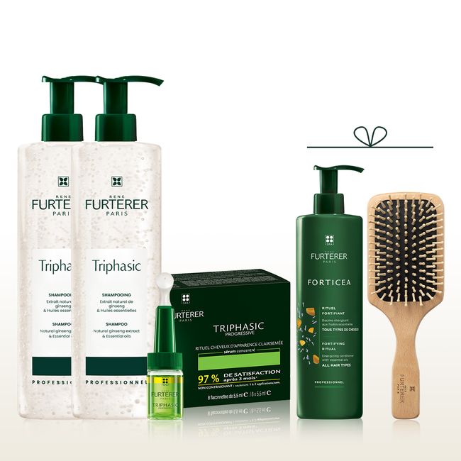 [Rene Furterer] Triphasic Ampoule Nutrition Care 2-STEP (+ Porticia Conditioner 600ml, large brush provided)