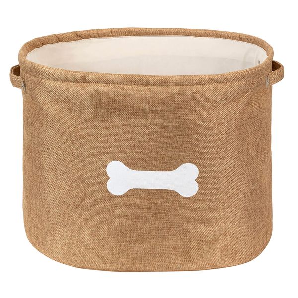 Park Life Designs Dog Toy Basket - Stylish Basket for Dog Toys, Storage Solution for Pets Including Cats, Puppies, and Kittens | Capri, Tan, White Bone