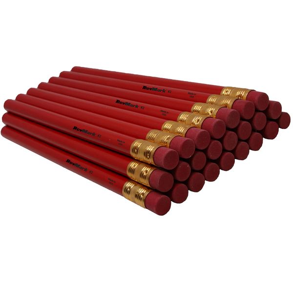 RevMark Jumbo Round Pencil 24-Pack with Black Lead, USA Made. Quality Cedar Wood for Carpenters, Construction Workers, Woodworkers, Framers, DIY, Students, Teachers (Red)