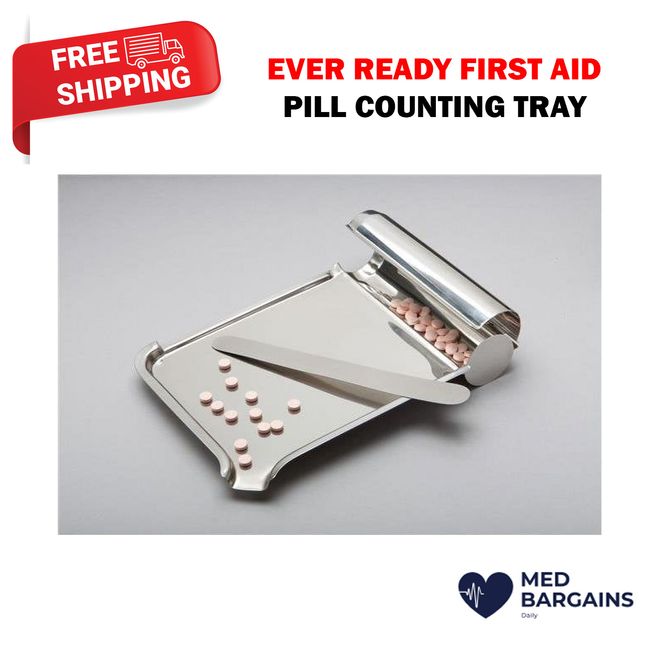 Stainless Steel Pill Counting Tray and Spatula