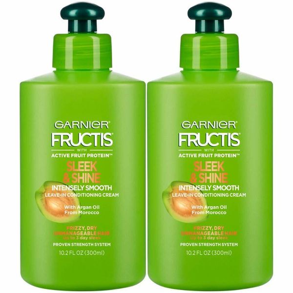 2 PACK GARNIER FRUCTIS INTENSELY SLEEK & SHINE SMOOTH LEAVE-IN CONDITIONING
