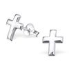 Mini Silver Cross Stud Earrings .925 Sterling Silver Plain Tiny Simple Discreet