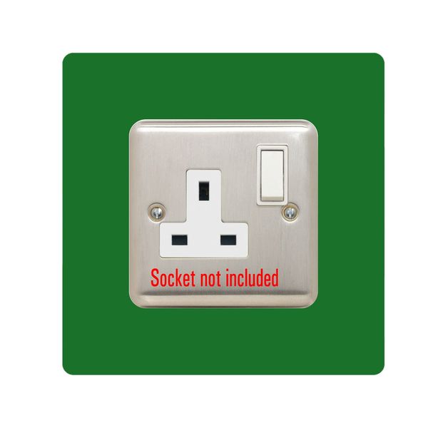 Single Socket Surround | Square | Acrylic Back Panel or Finger Plate | Light Switch Plug (Dark Green)