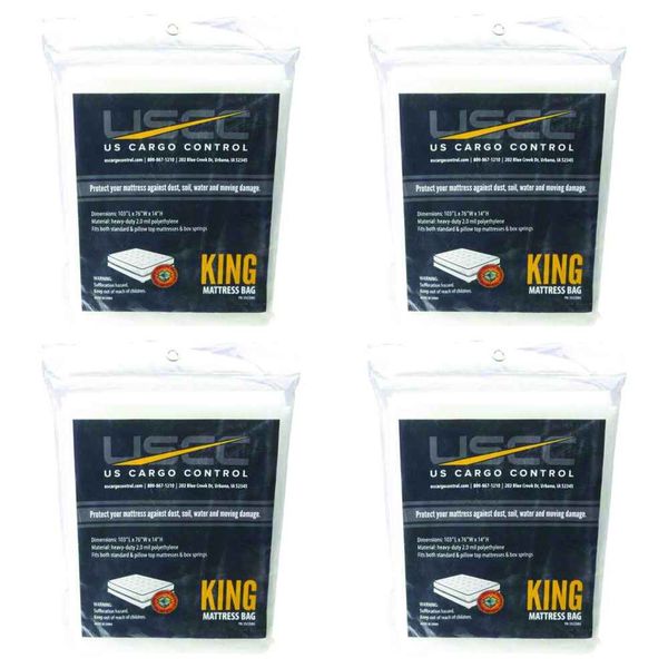 US Cargo Control King Mattress Bag - 2 mil. (76"x14"x103") - 4 Pack