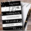 Black White Silver Confetti 60th Personalised Birthday Party Invitations