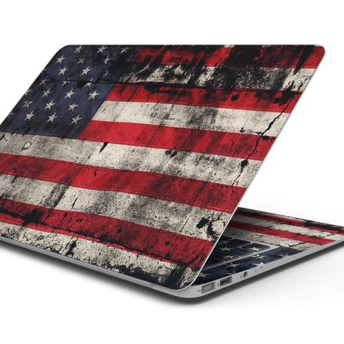 Design Skinz American Distressed Flag Panel Full-Body Wrap Scratch Resistant Decal Skin-Kit Compatible with MacBook 14" Pro M1 (A2442)