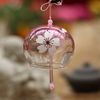 Falytemow Japanese Wind Chimes Romantic Cherry Wind Bells Handmade Glass Japanese Style Pendant for Birthday Gift Outdoor or Indoor Home Decors (1, Red)