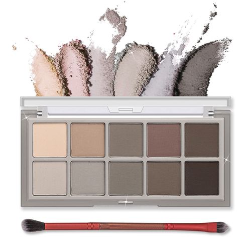 Erinde 10 Colors Eyeshadow Palette - Matte Taupe Gray Eye Shadow Makeup, Ultra-Blendable, Pigmented, Long Lasting, Neutral Nude Naked Eye Make Up Pallet with Brush, Suitable for Older Women, Cement
