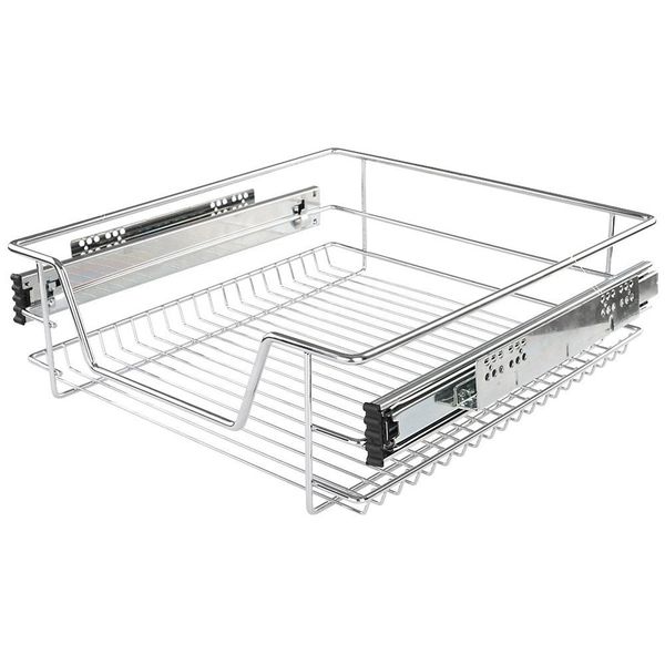 Heavy Duty Kitchen Pull Out Wire Basket Base Unit Storage in Various Sizes (500mm (Actual Width = 414mm))